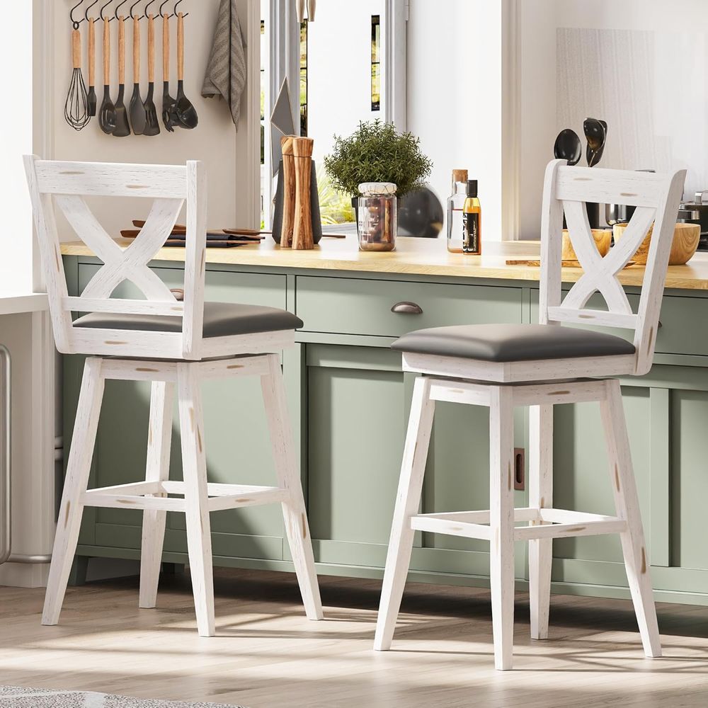 Commercial Kitchen Island - Swivel Barstools Set o 2, 29