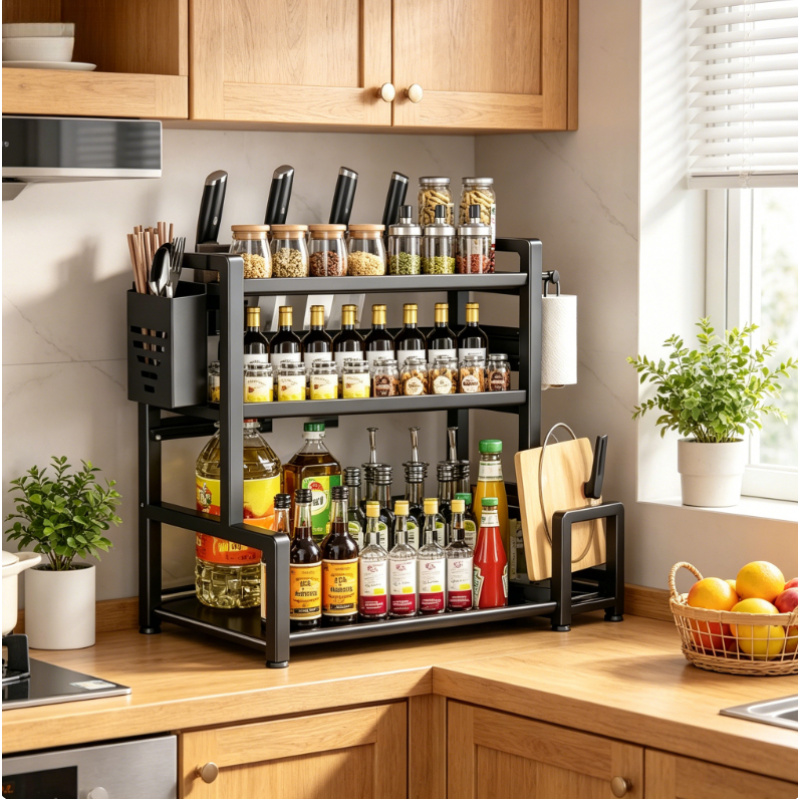 Commercial Kitchen Knife Holder - Kitchen Spice Rack Organizer, 3 Tier