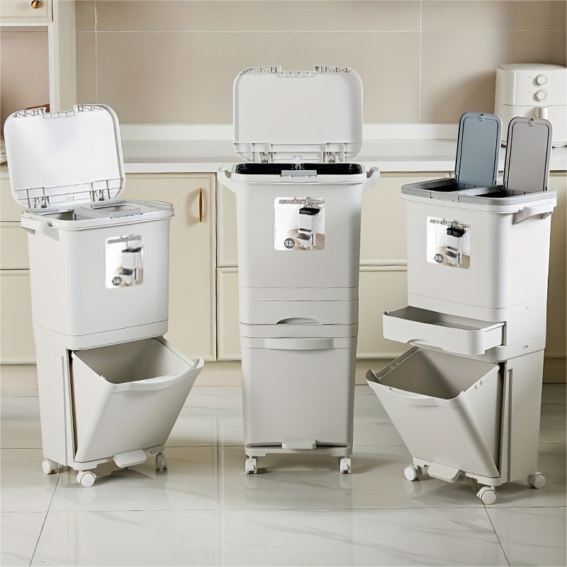 Commercial Kitchen Garbage Can - Garbage Classification 34/37L Plastic Trash Bin