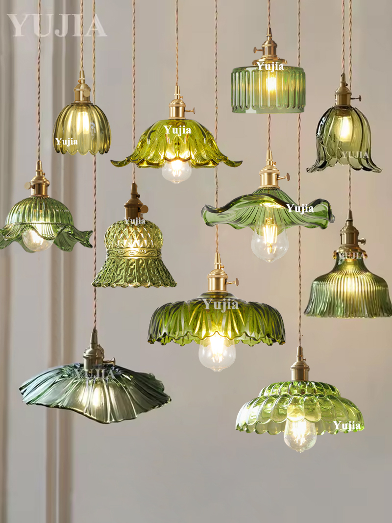 Commercial Kitchen Island - Multi-style Green Glass Pendant Light Vintage
