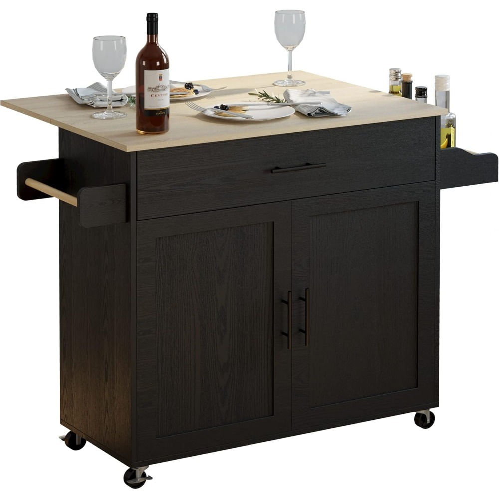 Commercial Kitchen Island - Rolling Kitchen Island Cart with Drop