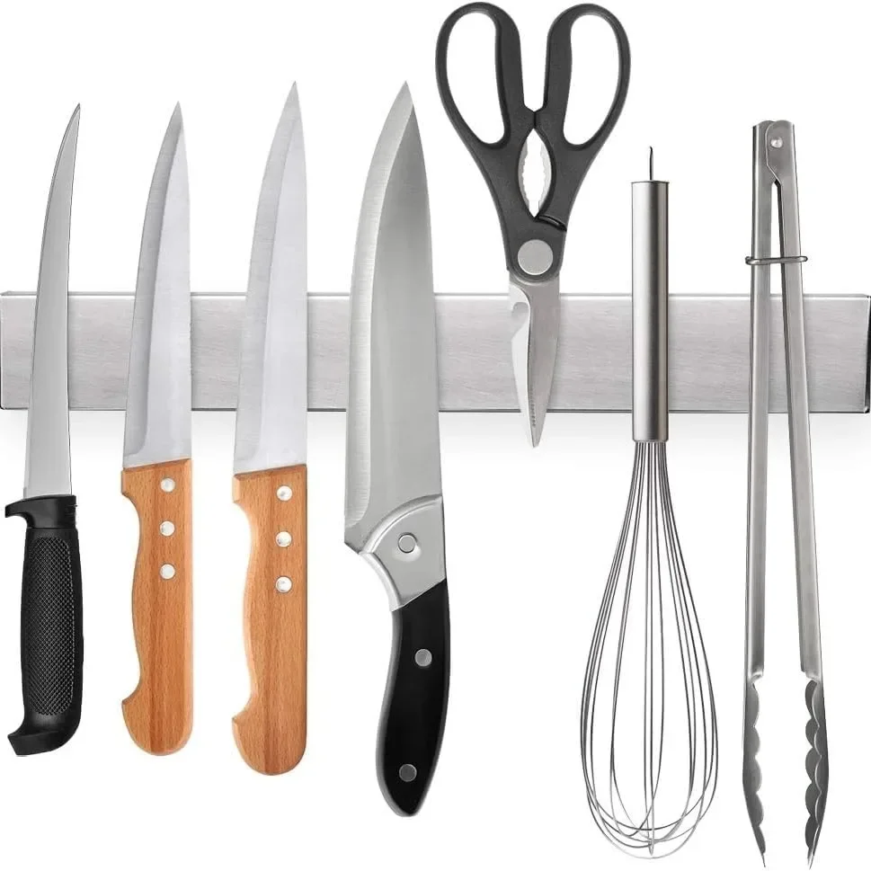 Commercial Kitchen Knife Holder - 10inch Stainless Steel Knife Stand Magnetic