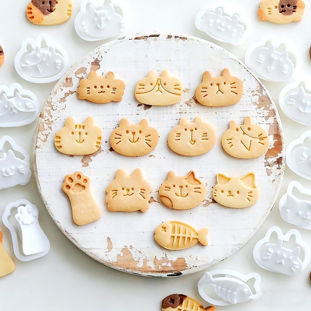 Commercial Kitchen Accessories - Cute Kitten DIY Stamp Cookie Cutters