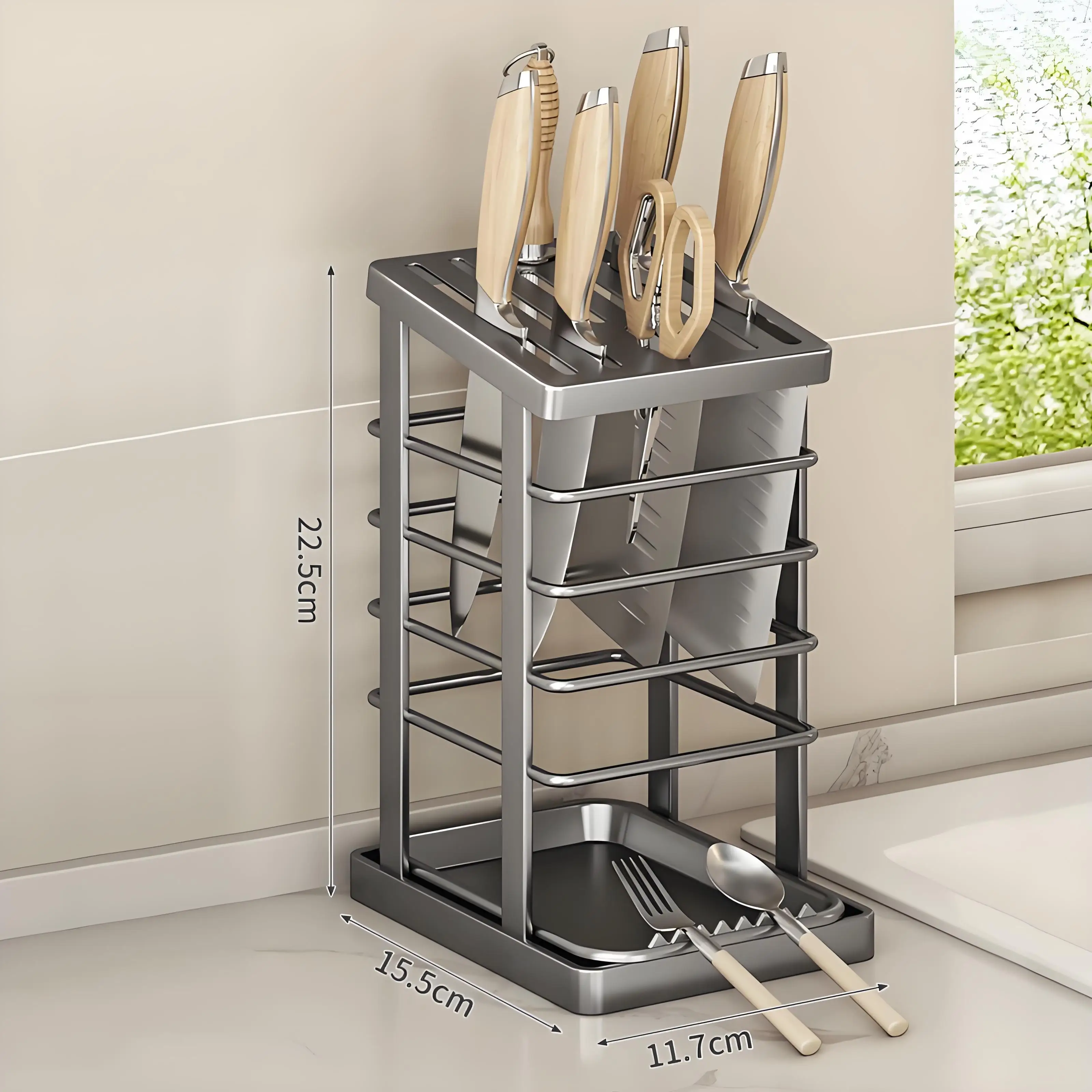 Commercial Kitchen Knife Holder - Stainless Steel Knife Holder With Tray