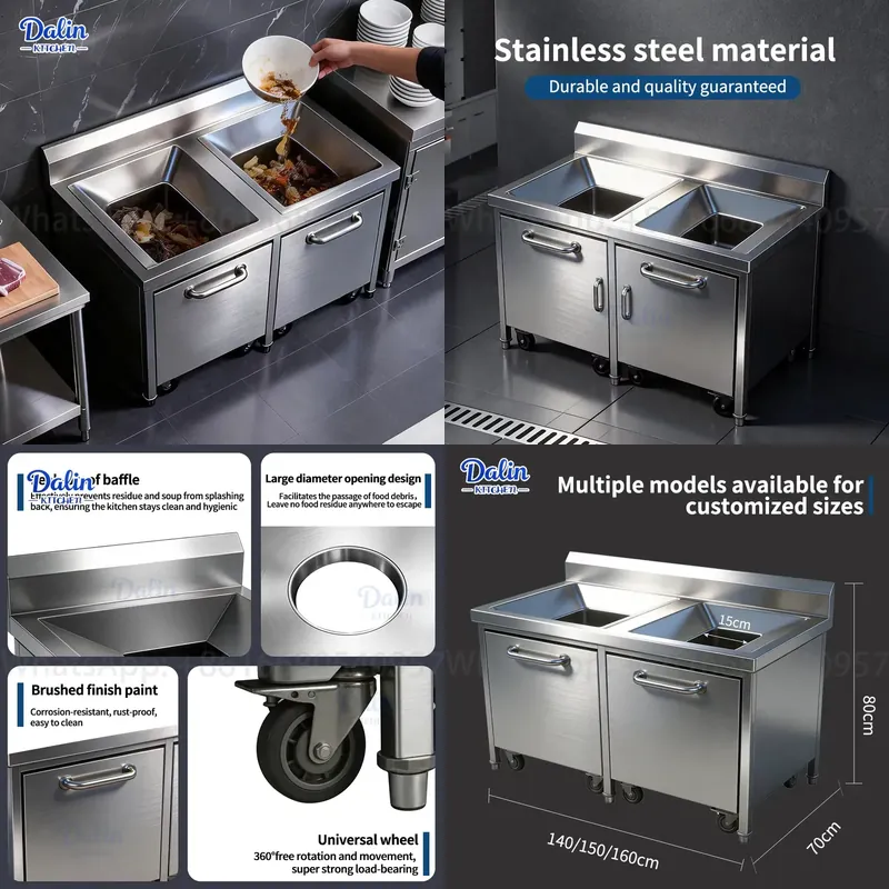 Commercial Kitchen Garbage Can - Commercial Stainless Steel 304 Pull Out