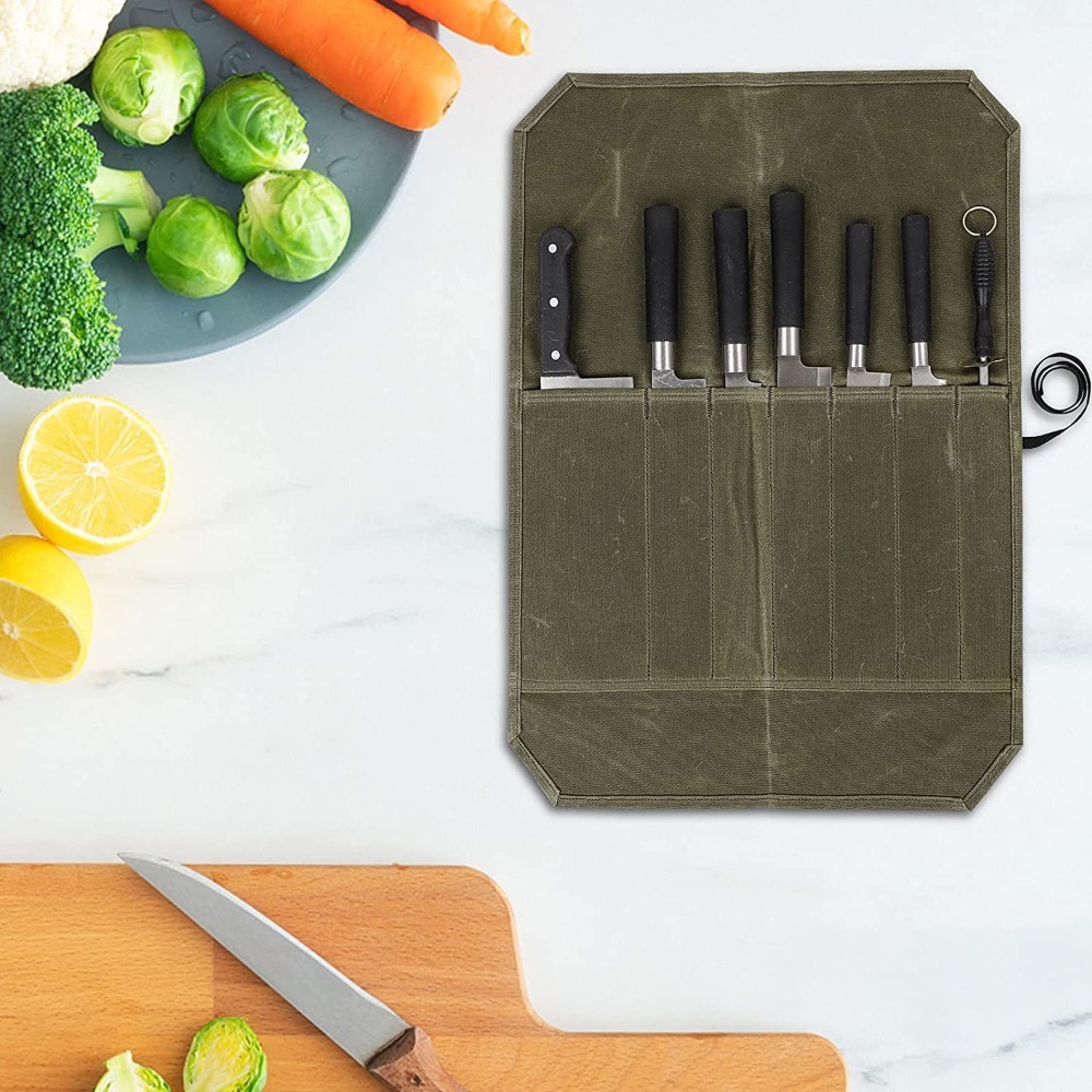 Wet Wax Canvas Knife Storage B - Commercial Kitchen Knife Holder review and price