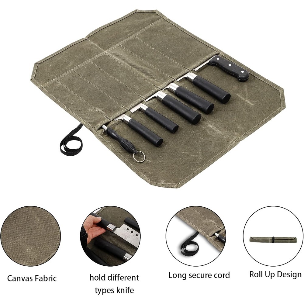 Wet Wax Canvas Knife Storage B - Commercial Kitchen Knife Holder review and price