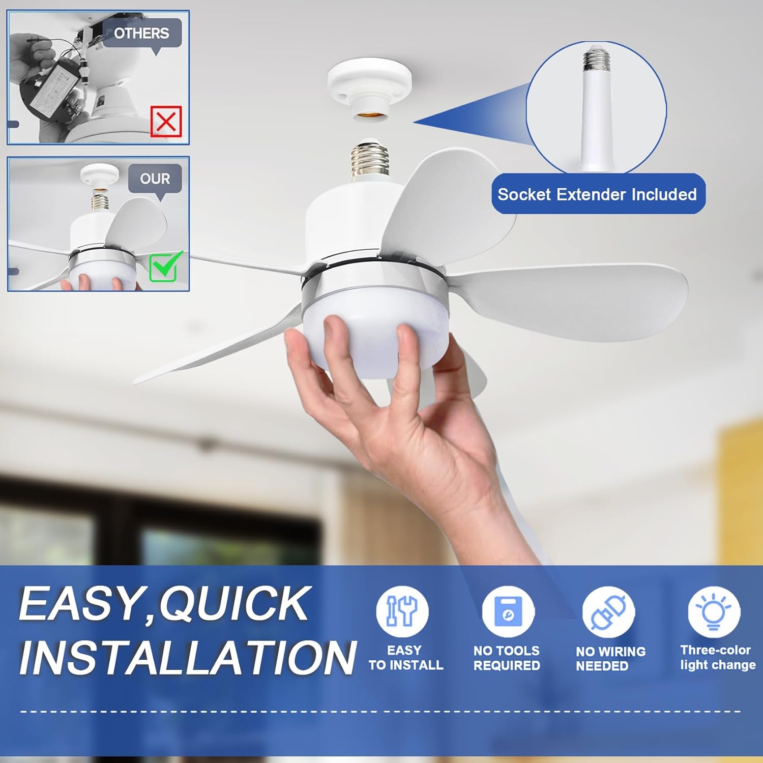 Socket Fan Light with Remote,  - Commercial Kitchen Lighting review and price