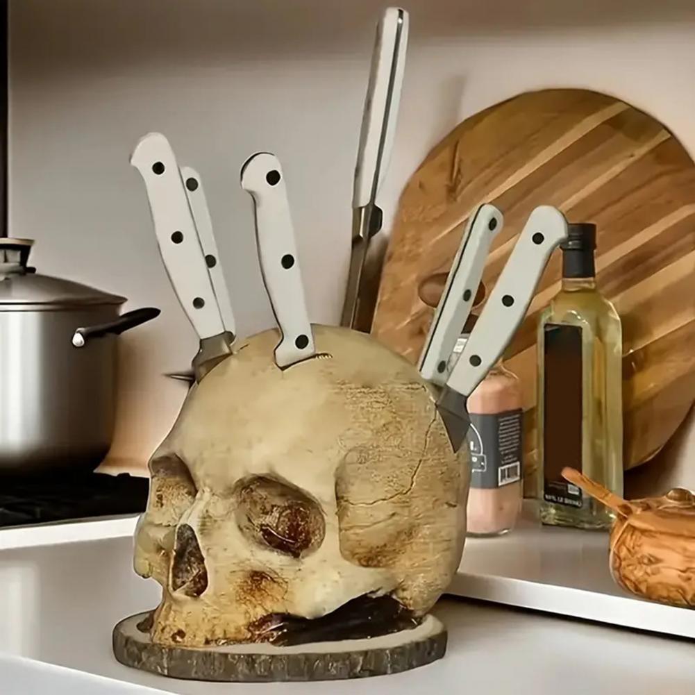 Skull-Shaped Knife Holder with - Commercial Kitchen Knife Holder review and price