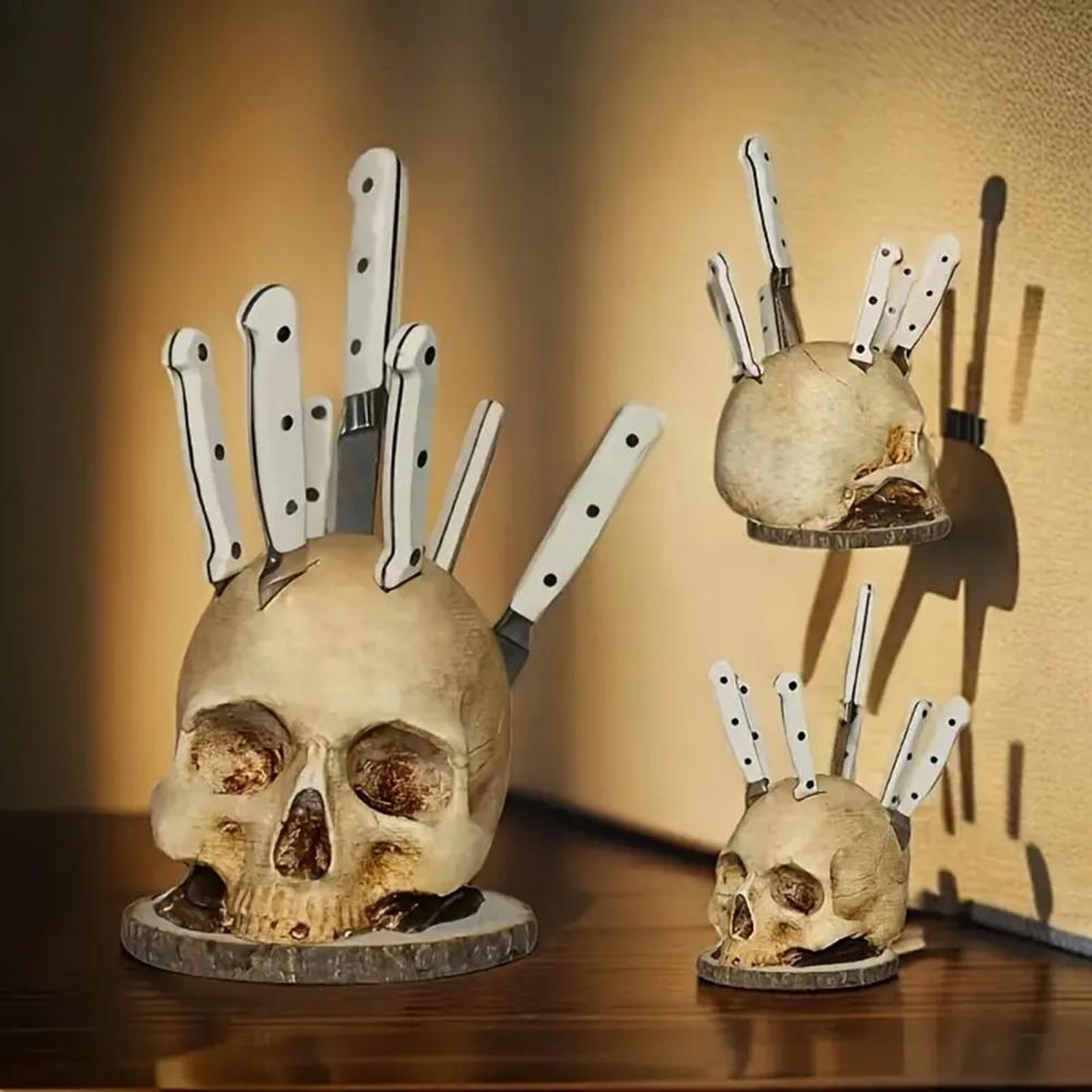Skull-Shaped Knife Holder with - Commercial Kitchen Knife Holder review and price